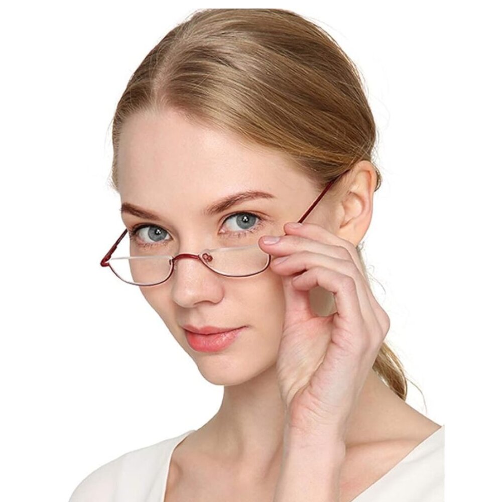 2 Pair Half Rim Metal Frame Reading Glasses